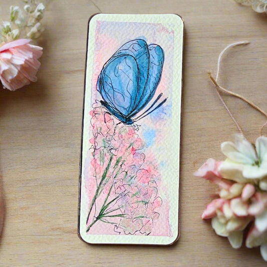 Original Art, Floral Butterfly Bookmark
